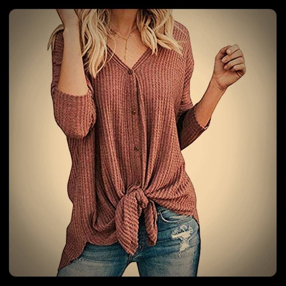 Maroon | Waffle knit tunic